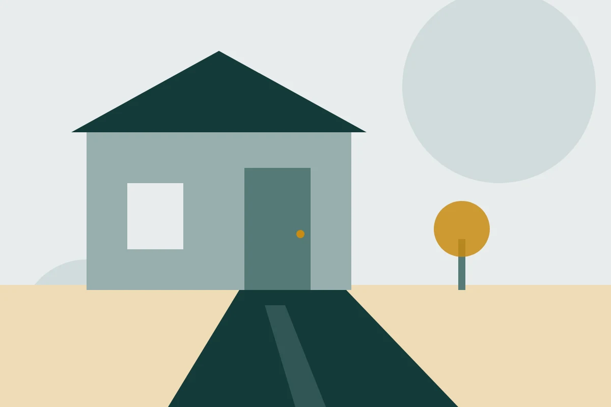 Illustration of a house with a fresh black asphalt driveway
